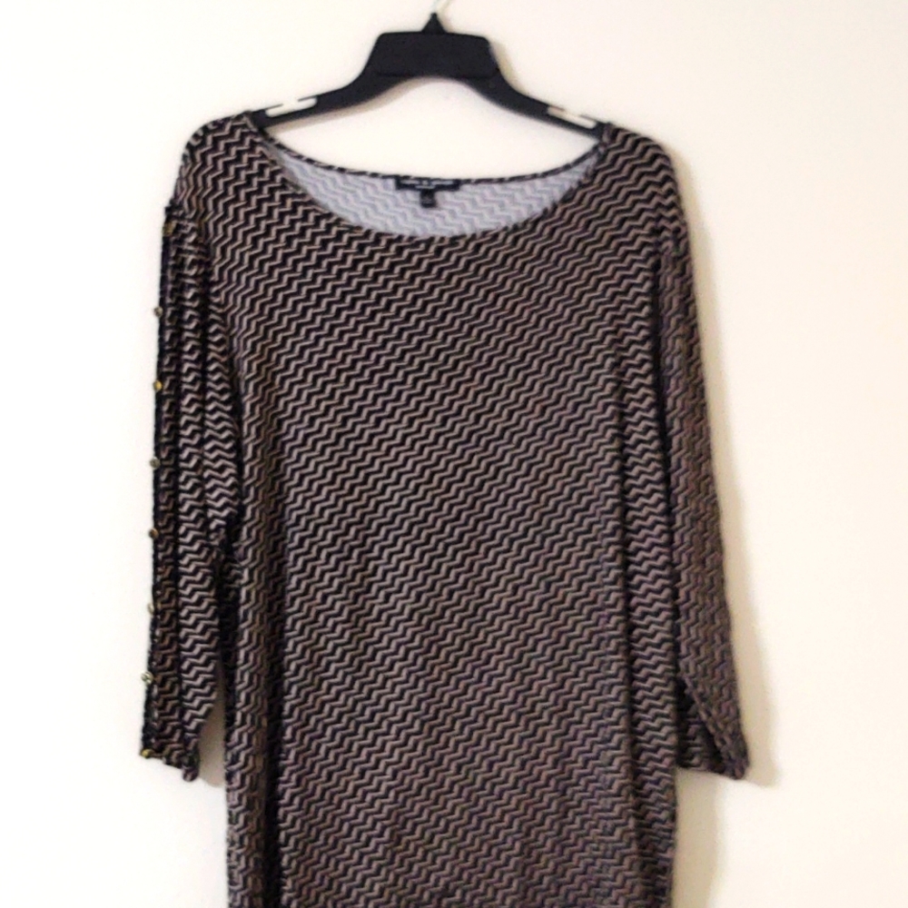 Cable & Gauge Women's Cut Out Button 3/4 Sleeve Top Size 1X